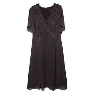 Ann Taylor Factory Womens 8 Black and White Polka Dot A-Line/Sheath Dress